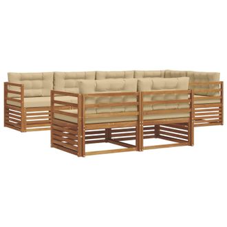 vidaXL Set Di Divani Da Esterno 7 Pz Naturale E Beige Vidaxl