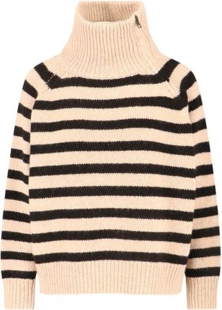 Nili Lotan Beige Knit Sweater With Striped Accents