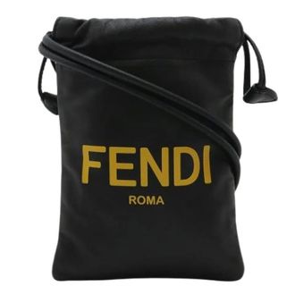 Fendi Pre-owned Leren Telefoonhouder - Dames - Pre-owned - Zwart - Maat: ONE Size Leer