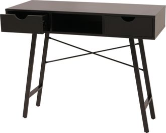 Hhg Mesa Consola Hhg-162, Mesa Auxiliar Con Estante, Estructura 3d 100 X 40 Cm, Negro