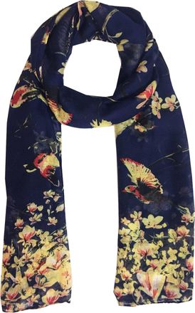 World of Shawls New Ladies Womens Celebrity Style Long Scarf Scarves Maxi Sarong Sale (New Navy Blue Birds)