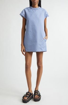 sacai Poplin Sweatshirt Dress in Blue Stripe at Nordstrom, Size 1