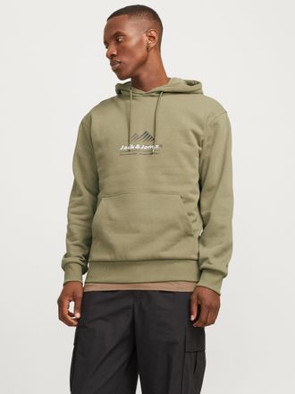 Jack & Jones Kapuzensweatshirt JACK & JONES JCOLIMA LOGO SWEAT HOOD BF, Herren, Gr. S, silber (silber sage), angeraute Sweatware, Obermaterial: 70% Baumwolle, 30% 