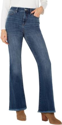 Liverpool L.A. Hannah High Waist Fray Hem Flare Jeans in Sycamore at Nordstrom, Size 12