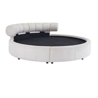 Vente-Unique Letto tondo 220 x 220 cm Tessuto bouclette Bianco - ROGILA