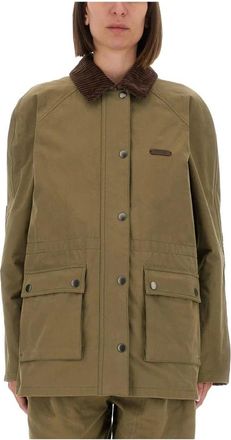 Moschino Utilityjack met corduroy kraag - Dames - Zomerjassen - Groen - S - Katoen - Jassen