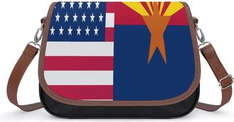 Generic Flag of U.S.A And Arizona Crossbody Bags for Women Fashion Leather Shoulder Handbags With Adjustable Strap