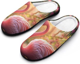Generic Flamingo Beautiful Cotton Slippers for Women Indoor Outdoor Slipper Slip-On Memory Foam Home Shoes