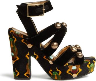 La DoubleJ Medal Wedge - Dames - Sandalen met hakken - Zwart - 38 EU - Schoenen