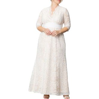 Kiyonna Amour Lace Gown in Ivory Lace/nude Lining at Nordstrom, Size 2X