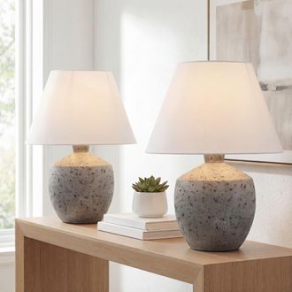 Jonathan Y Designs Myron 18 Minimalist Scandinavian Concrete Effect Resin/Iron LED Table Lamp in Antique Gray at Nordstrom