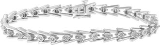 House of Brilliance Silver 1/4 cttw Miracle Set Diamond Sleek and Open VBracelet in White at Nordstrom