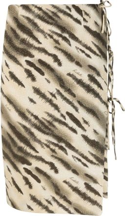 Rotate tiger-print tie-detail skirt - women - Viscose/Polyester - 34 - Brown