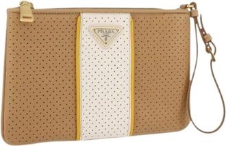 Prada Pre-owned Clutches, female, Beige, Size: ONE SIZE Pre-owned Pouch