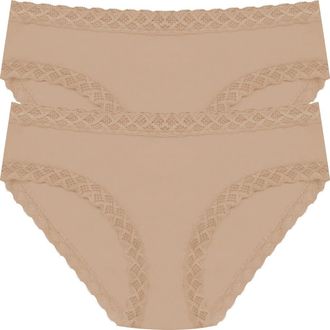 Natori Bliss Cotton Girl Brief 2-Pack in Buff at Nordstrom, Size X-Small