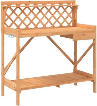 vidaXL Banco Para Macetas Con Enrejado Madera Maciza De Abeto Marr&oacute;n Vidaxl