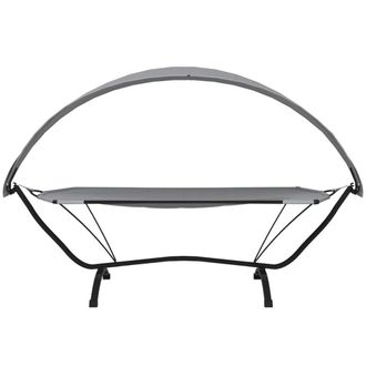 Berkfield Home Outdoor Lounge Bed with Canopy Grey Steel & Oxford Fabric
