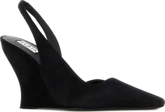 Alaia Womens Wave Slingback Heel Black Ovine Leather