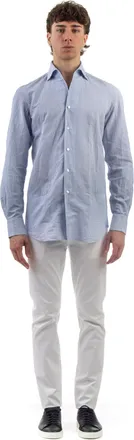Finamore Ustica Collar Stripe Cotton Tailored Shirt