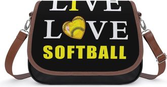 Generic Live Love Softball Crossbody Bags for Women Shoulder Messenger Bag Purse Handbags