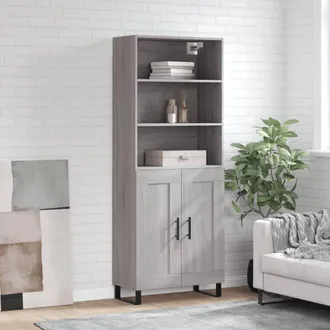 vidaXL Vidaxl - Aparador Alto Madera Contrachapada Gris Sonoma 69,5x34x180 Cm