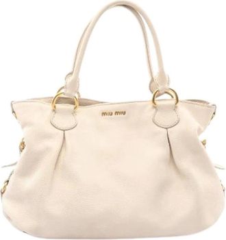 Miu Miu Pre-owned Handbags, female, Beige, Size: ONE SIZE Pre-owned Leather Tote Bag
