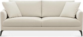Castlery Lena Sofa Customized, (Washed Chenille) Cream (Matte Black Legs), Machine Washable, Removable Covers for Sofas, Castlery
