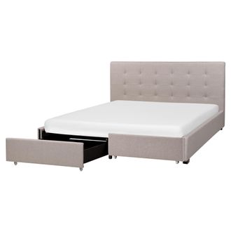 Beliani Beliani - Cama Con Almacenaje De Poli&eacute;ster Gris Claro Negro 160 X 200 Cm La Rochelle