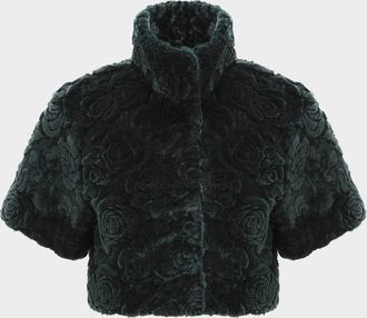 Gorski Rose Printed Select Lamb Shearling Bolero Jacket