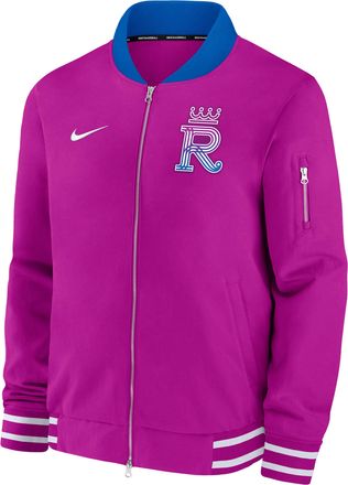 Nike Kansas City Royals Authentic Collection City Connect Nike Mens MLB Full-Zip Bomber Jacket in Purple | 02F30IC5ROY-TRY