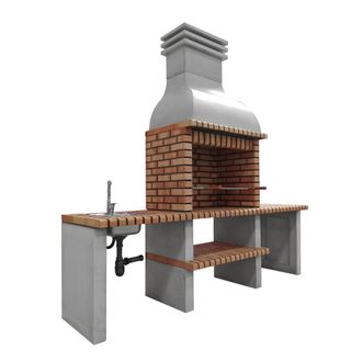 Movelar Barbacoa De Obra Prefabricada De Le&ntilde;a Y Carb&oacute;n Modelo Altea (gris, Naranja - 268 X 70 X 255 Cm) Ref: M00042 - Cocina De Exterior Con Lavabo Para Jard&iacute;