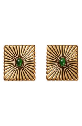 Versace Cabochon Earrings in Gold 82 Green at Nordstrom