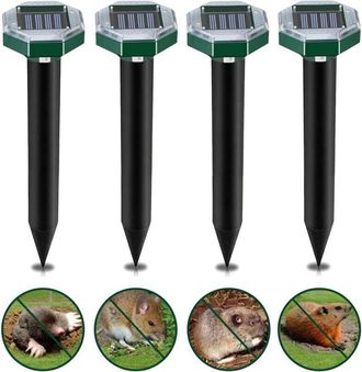 OEM Repelente Ultras&oacute;nico De Topos Con Energ&iacute;a Solar, Paquete De 4 Unidades, Resistente Al Agua Ip65, Alcance De Hasta 4000 Pies Cuadrados, Respetuoso Con