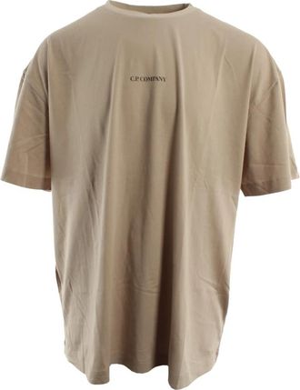 C.P. Company 30/1 Jersey T-shirt met korte mouwen en logo - Heren - T-shirts - Beige - 3XL - Katoen - Tops