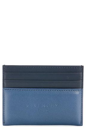 Givenchy Padded Colorblock Leather Card Case in Military Blue at Nordstrom