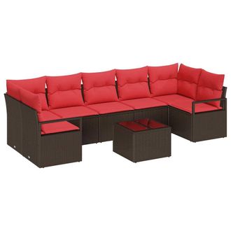 vidaXL Juego De Sof&aacute; 8 Uds. 7-n&uacute;mero De Plazas Marr&oacute;n Y Rojo Vidaxl