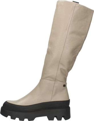 Mjus Lange Laarzen - Dames - Hoge Laarzen - Beige - 40 EU - Leer - Schoenen
