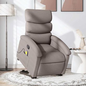 vidaXL Vidaxl - Sill&oacute;n Reclinable De Masaje Elevable Tela Gris Taup&eacute;