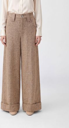 Brunello Cucinelli Pantaloni a 5 tasche in misto lana a vita alta
