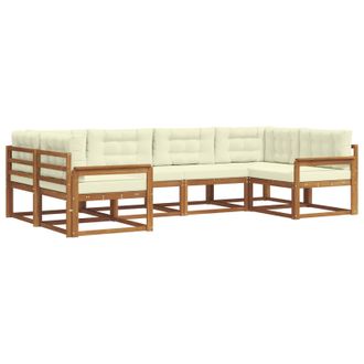 vidaXL Conjunto De Sof&aacute;s De Exterior Con Coj&iacute;n 6 Pcs Natural Y Crema Vidaxl