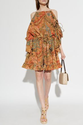 Etro Patterned Off-shoulder Dress, Womens, Multicolour