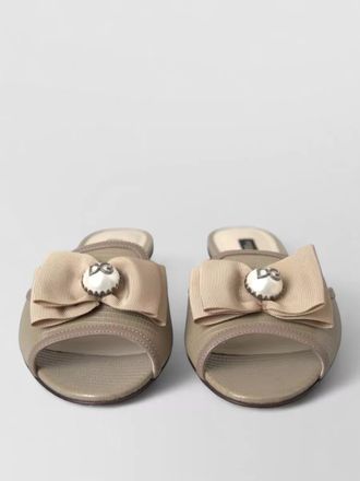 Dolce & Gabbana leather pearl-embellished slides