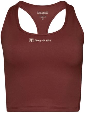 Sporty & Rich Runner Script tank top - women - Nylon/Spandex/Elastane - M - Brown