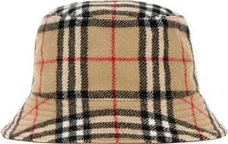 Burberry Reversible Check Wool Bucket Hat - unisex - Hoeden - Beige - L - Wol - Accessoires