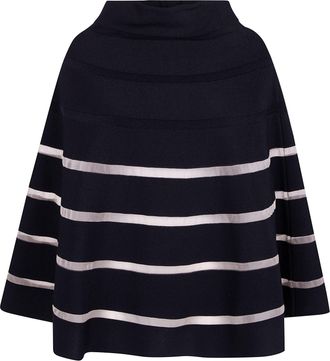 Balmain Stripes Viscose Knit Flare Long Skirt
