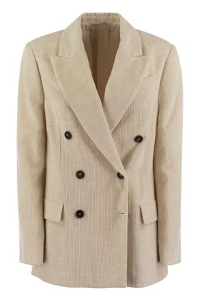 Brunello Cucinelli Brunello Cucinelli Womens Viscose And Cotton Corduroy Jacket With Necklace - Nude - Size EU 38 (Womens)