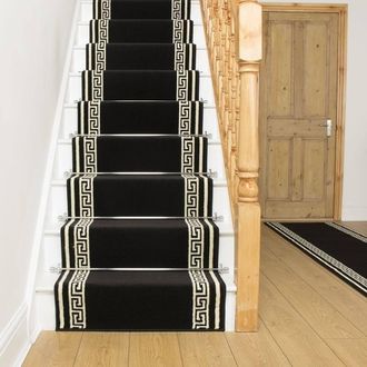 Runrug Stair Runner Carpet for Staircases - Soft & Comfy, 9mm - Key in Black | Size: 100 cm x 450 cm