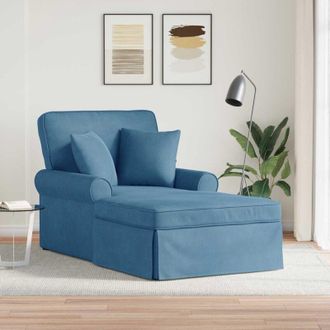 vidaXL Chaise Lounge Con Falda Con Coj&iacute;n 3 Pcs Azul Tela De Pana Vidaxl