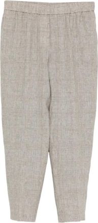 PESERICO Broeken, Dames, Grijs, 3Xl, Linnen, Prince of Wales-ruit Broek