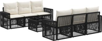 vidaXL Conjunto De Sof&aacute;s De Jard&iacute;n 7 Uds. Negro Rat&aacute;n Sint&eacute;tico Vidaxl